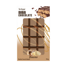 The Original Dubai Chocolate Bueno Hazelnut Cream & Kadayif 12x75g- Tablette de chocolat original avec coeur à la crème Bueno